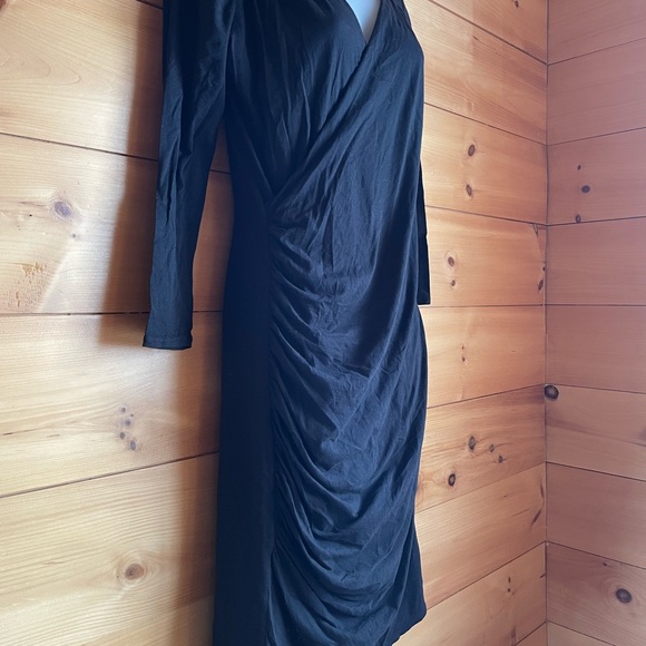 Velvet by Graham and Spencer black side ruched cotton dress - Picture 2 of 4